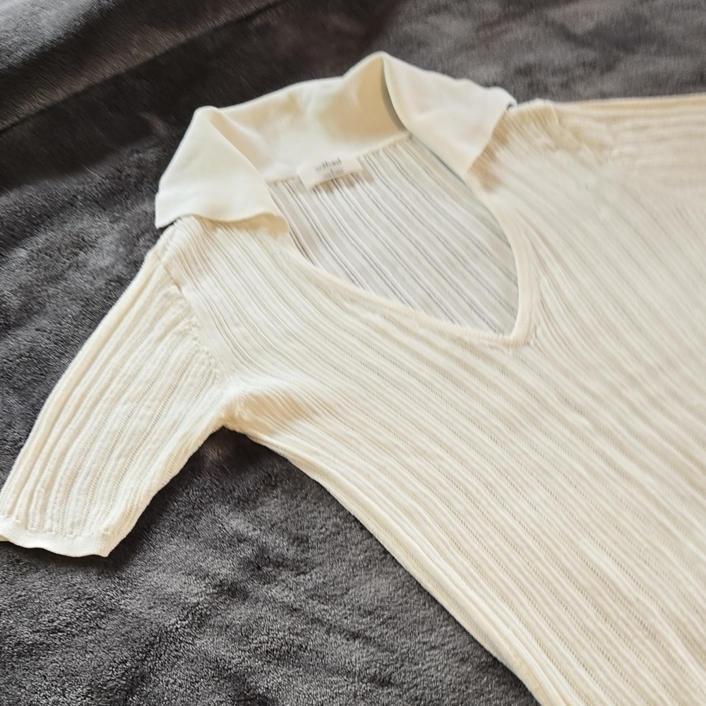 Wilfred Cream Ribbed Polo Blouse